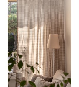 Brown plaid curtains