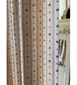 Gray pink striped floral modern curtains