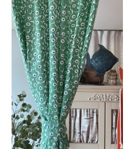Green lovely floral linen curtains