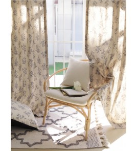 Ivory Herb Sketch Linen Curtains