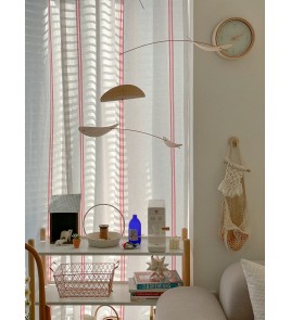 Ivory background with vertical red stripes curtains