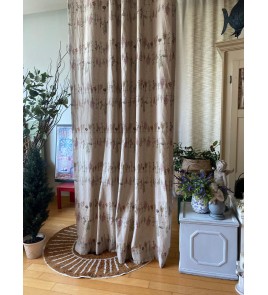 Linen floral garland pattern curtains