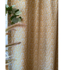 Mustard floral linen curtains