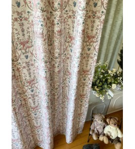 Pink cute animal pattern linen curtains