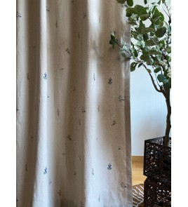 Simple floral linen curtains