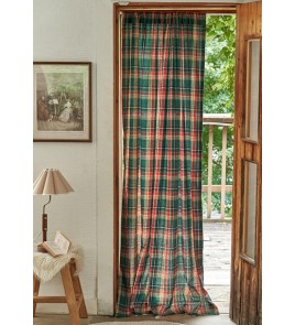 Vintage green plaid curtains