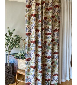 Watercolor poppy flowers linen curtains