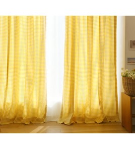 Yellow Farmhouse Buffalo Plaid Cotton Curtains